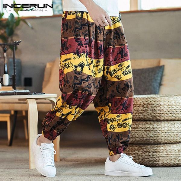 men's pants men printed harem joggers drawstring drop-crotch trousers loose cotton linen 2021 casual thai streetwear incerun, Black
men's pants men printed harem joggers drawstring drop-crotch trousers loose cotton linen 2021 casual thai streetwear incerun, Black