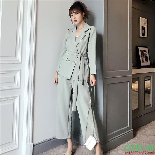 women's two piece pants autumn winter women lace up pant suit notched blazer jacket & office wear suits female sets, White
women's two piece pants autumn winter women lace up pant suit notched blazer jacket & office wear suits female sets, White