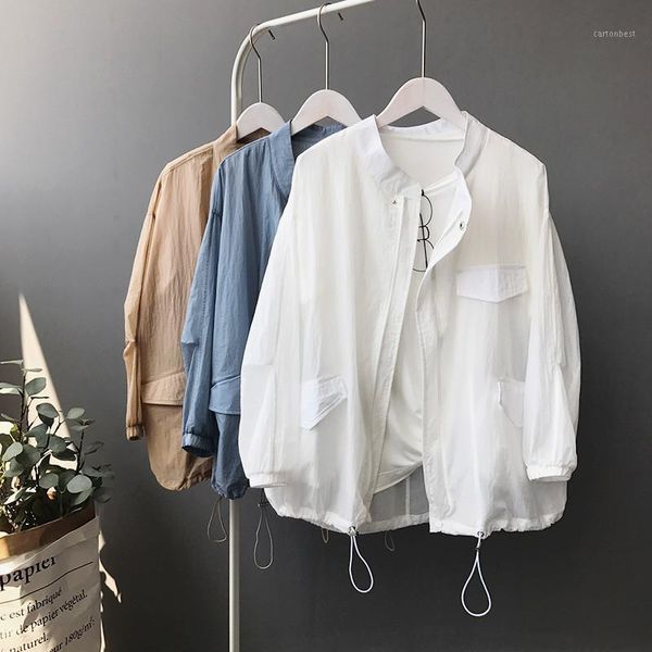 women's jackets 2021 summer women basic female sunscreen zipper coats casual long sleeves autumn thin windbreaker loose outerwear m241, Black;brown
women's jackets 2021 summer women basic female sunscreen zipper coats casual long sleeves autumn thin windbreaker loose outerwear m241, Black;brown