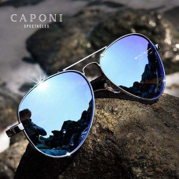 caponi blue mirror sunglasses for men 100% polarized pilot driving men's sun glasses uv ray cut 2021 fashion blue shades cp3110, White;black
caponi blue mirror sunglasses for men 100% polarized pilot driving men's sun glasses uv ray cut 2021 fashion blue shades cp3110, White;black