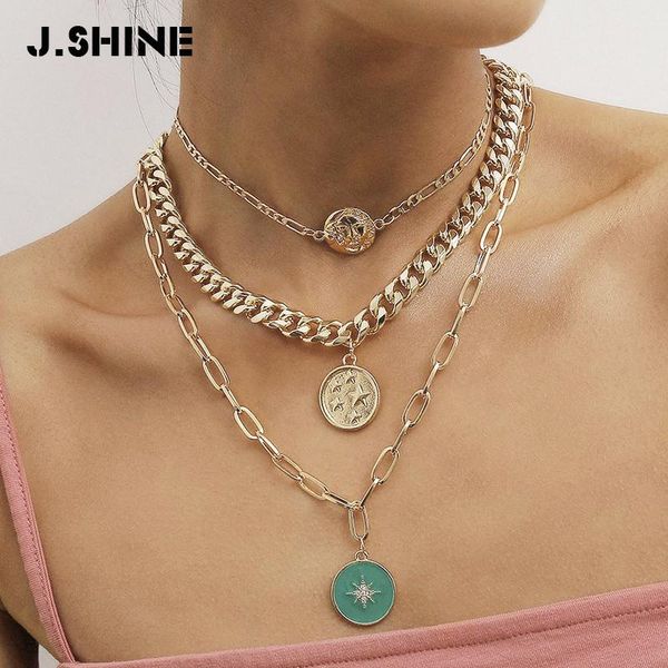 jshine three layered gold color choker chain necklace for women 2020 fashion round coin star pendant statement chunky necklace, Silver
jshine three layered gold color choker chain necklace for women 2020 fashion round coin star pendant statement chunky necklace, Silver