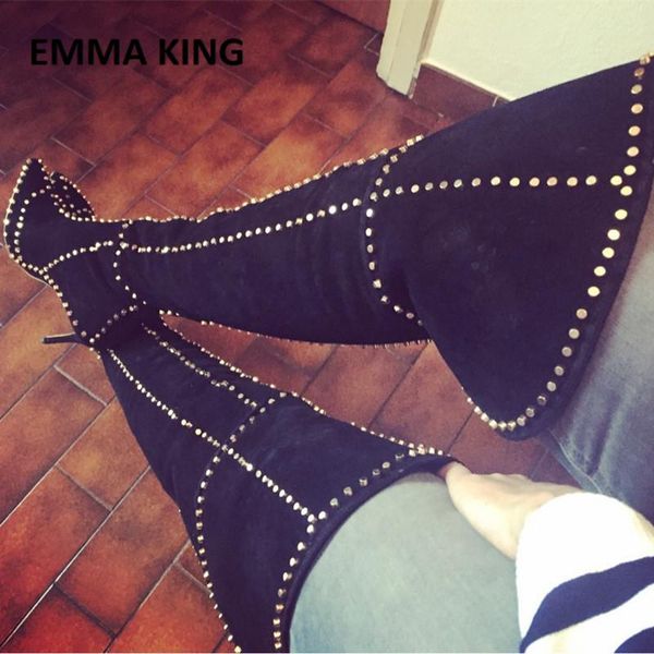 fashion metal rivet high heels long thigh high boots winter roman stretch pointed toe shoes women ladies overknee boots, Black
fashion metal rivet high heels long thigh high boots winter roman stretch pointed toe shoes women ladies overknee boots, Black