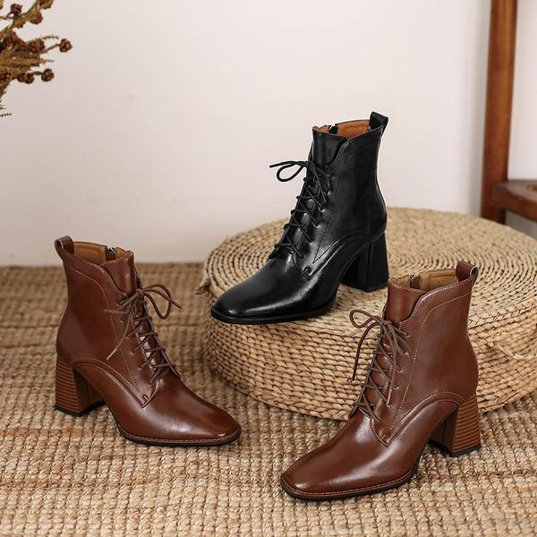 boots mordoan cowhide high heel women's shoes leather ankle 2021 autumn and winter lace up thick women, Black
boots mordoan cowhide high heel women's shoes leather ankle 2021 autumn and winter lace up thick women, Black
