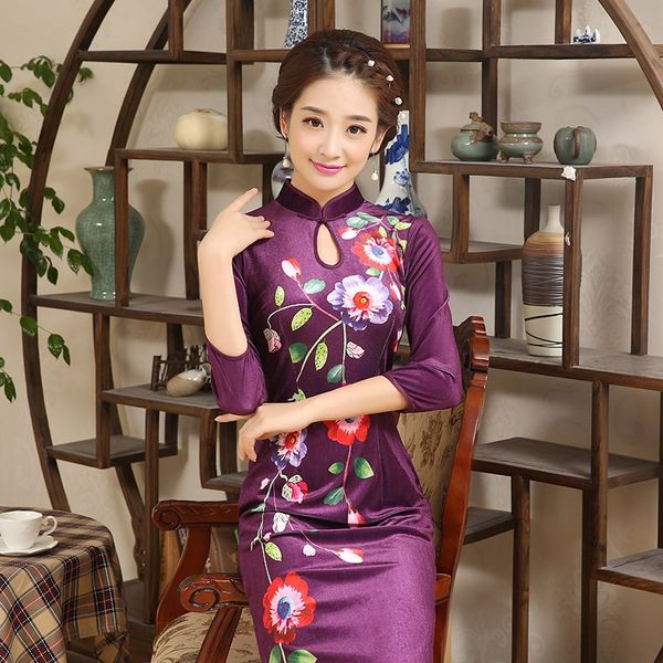 new fashionable and slim fitting cashmere in summer of 2019 and improvement of daily cheongsam long velvet cheongsam 2kl9h, Black;gray
new fashionable and slim fitting cashmere in summer of 2019 and improvement of daily cheongsam long velvet cheongsam 2kl9h, Black;gray