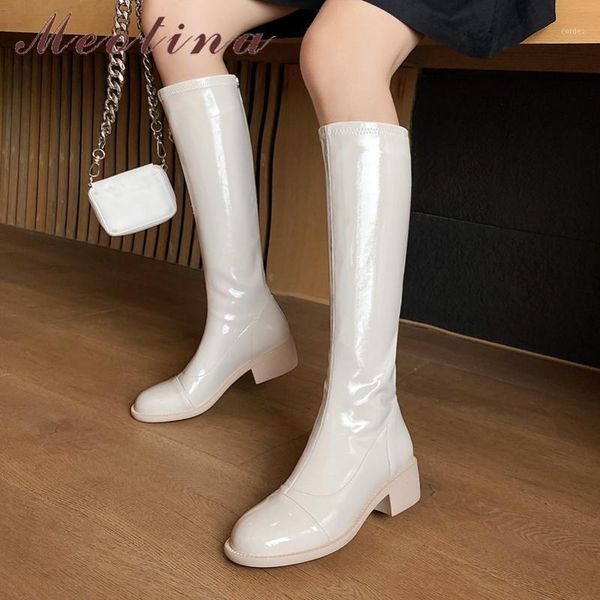 boots meotina long women shoes patent leather block heels knee high round toe mid heel zip ladies autumn winter 401, Black
boots meotina long women shoes patent leather block heels knee high round toe mid heel zip ladies autumn winter 401, Black