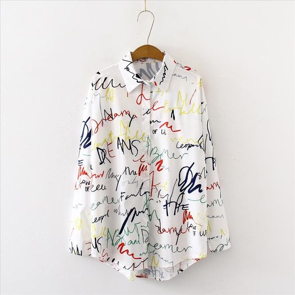 2021 autumn new women long sleeve letters print cotton blouses shirts casual loose office shirts blusas, White
2021 autumn new women long sleeve letters print cotton blouses shirts casual loose office shirts blusas, White
