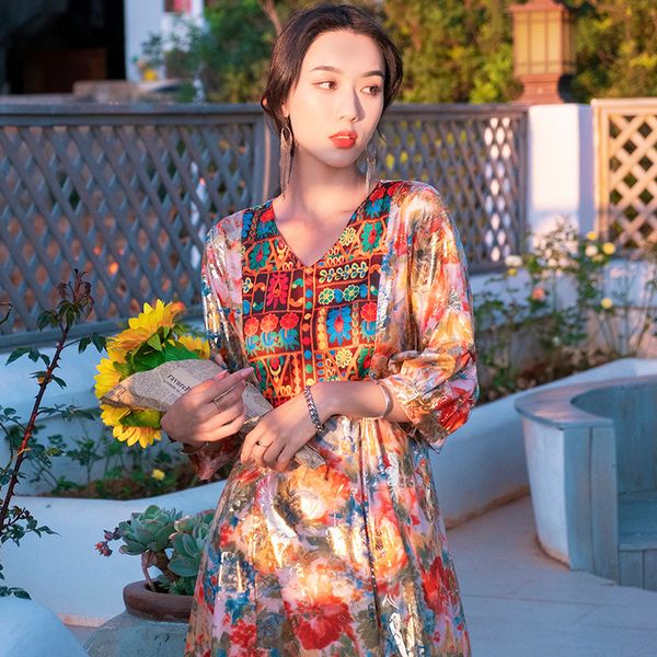 v-neck adjustment and vintage indie red folk enlargement 2021 summer chiffon impression long female ankle-length dress n4in, Black;gray
v-neck adjustment and vintage indie red folk enlargement 2021 summer chiffon impression long female ankle-length dress n4in, Black;gray
