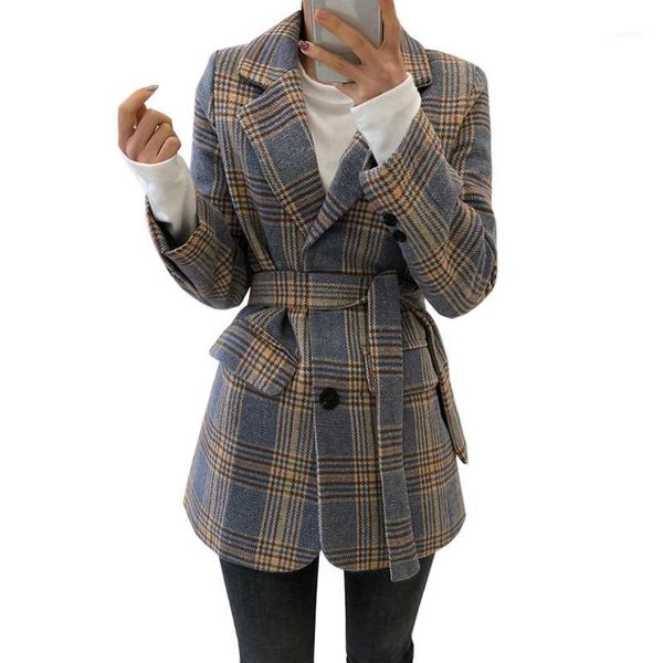 spring autum single button plaid blazer women fashion elegant female full sleeve woolen lace-up suit jackets lu17821, White;black
spring autum single button plaid blazer women fashion elegant female full sleeve woolen lace-up suit jackets lu17821, White;black