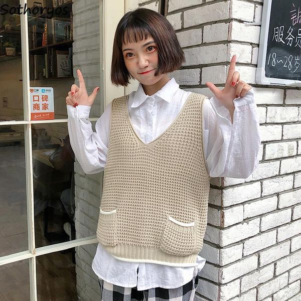 women's vests sweater vest women korean style simple leisure pockets comfortable slim v-neck jumpers solid all-match kawaii girls regul, Black;white
women's vests sweater vest women korean style simple leisure pockets comfortable slim v-neck jumpers solid all-match kawaii girls regul, Black;white