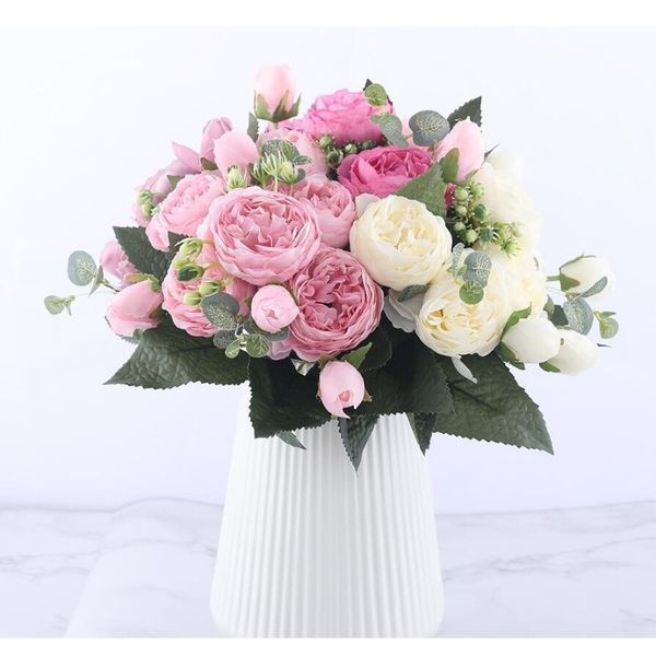 30cm rose pink silk peony artificial flowers bouquet 5 big head and 4 bud fake flowers for home wedding decoration indoor holding
30cm rose pink silk peony artificial flowers bouquet 5 big head and 4 bud fake flowers for home wedding decoration indoor holding