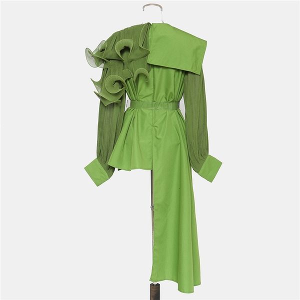 Fashion Chic Women's Blouse Goes Right-wing Fringe Frilly Long Sleeves Green Low-green Transparent Shirts White Belt Tops NEHF H8I8
Fashion Chic Women's Blouse Goes Right-wing Fringe Frilly Long Sleeves Green Low-green Transparent Shirts White Belt Tops NEHF H8I8