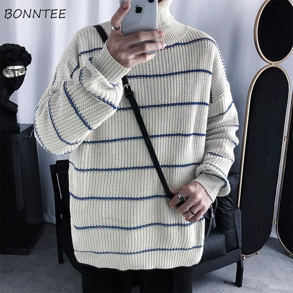 autumn men turtleneck sweater striped loose paneled couple simple all-match knitted sweaters trendy teenager leisure outwears, White;black
autumn men turtleneck sweater striped loose paneled couple simple all-match knitted sweaters trendy teenager leisure outwears, White;black