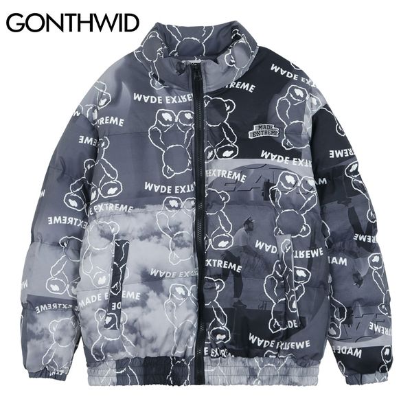 cotton padded parkas jackets streetwear hip hop bear print full zip thick warm coats harajuku fashion winter outwear, Black
cotton padded parkas jackets streetwear hip hop bear print full zip thick warm coats harajuku fashion winter outwear, Black
