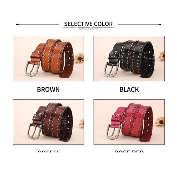 dinisiton new trend women leather belt metal rivets personalized ladies belt vintage women's belt ladies brand str jllflg, Black;brown
dinisiton new trend women leather belt metal rivets personalized ladies belt vintage women's belt ladies brand str jllflg, Black;brown
