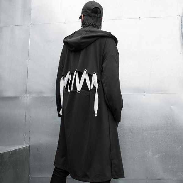 men autumn long shawl hooded trench jacket male streetwear hip hop punk cardigan coat ribbon windbreaker outerwear stage clothes1, Tan;black
men autumn long shawl hooded trench jacket male streetwear hip hop punk cardigan coat ribbon windbreaker outerwear stage clothes1, Tan;black