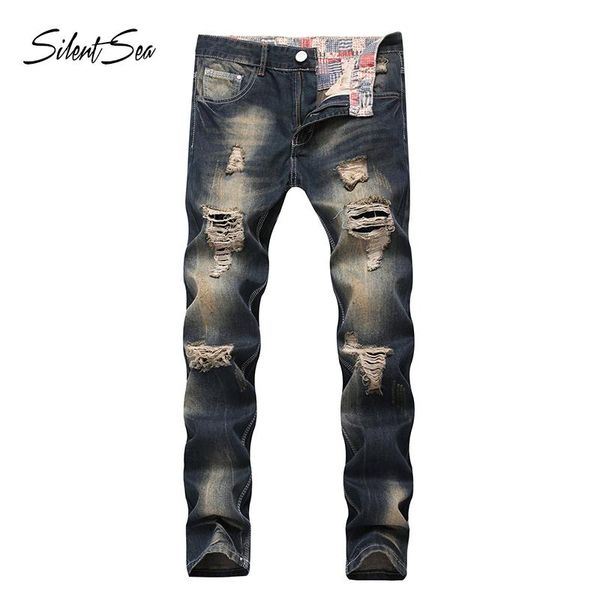 men's jeans silentsea vintage blue straight destroyed slim casual ripped homme big size denim trousers cotton
men's jeans silentsea vintage blue straight destroyed slim casual ripped homme big size denim trousers cotton