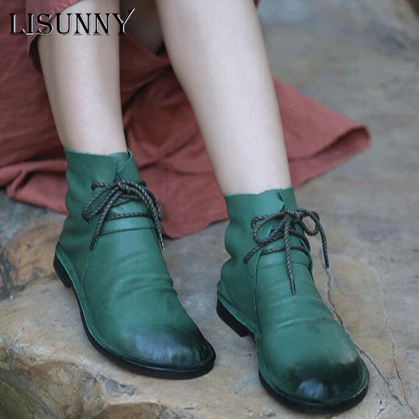 lisunny winter boots women shoes genuine leather 2020 new lace-up flat with round toe handmade concise ankle platform boots, Black
lisunny winter boots women shoes genuine leather 2020 new lace-up flat with round toe handmade concise ankle platform boots, Black