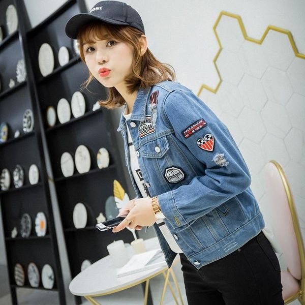 spring new fashion cartoon letter embroidery long sleeves short loose coat women single breasted loose female denim jackets c210, Black;brown
spring new fashion cartoon letter embroidery long sleeves short loose coat women single breasted loose female denim jackets c210, Black;brown
