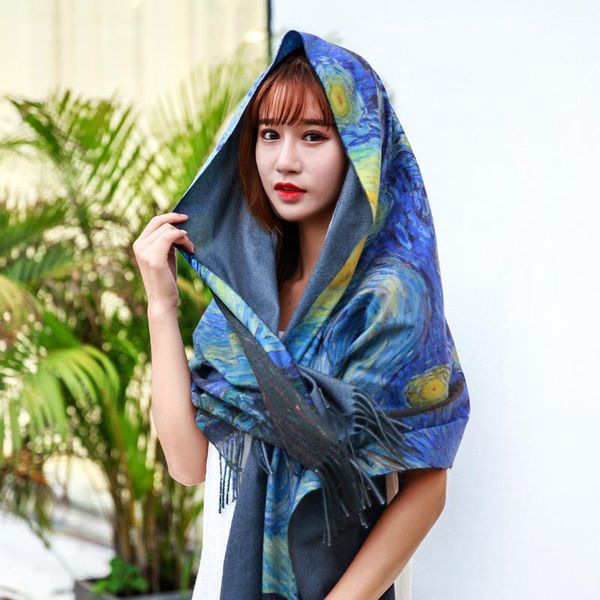 shawls two sides cashmere scarf fashion women starry sky oil painting digital printing shawl and wraps bandana female foulard tasse, Blue;gray
shawls two sides cashmere scarf fashion women starry sky oil painting digital printing shawl and wraps bandana female foulard tasse, Blue;gray