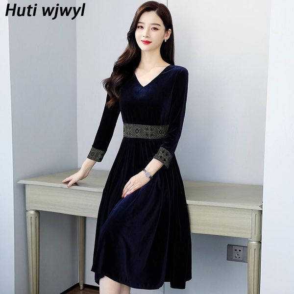 casual dresses 2021 korean elegant women vestidos 3xl plus size autumn winter bodycon party midi dress vintage gold velvet hepburn, Black;gray
casual dresses 2021 korean elegant women vestidos 3xl plus size autumn winter bodycon party midi dress vintage gold velvet hepburn, Black;gray