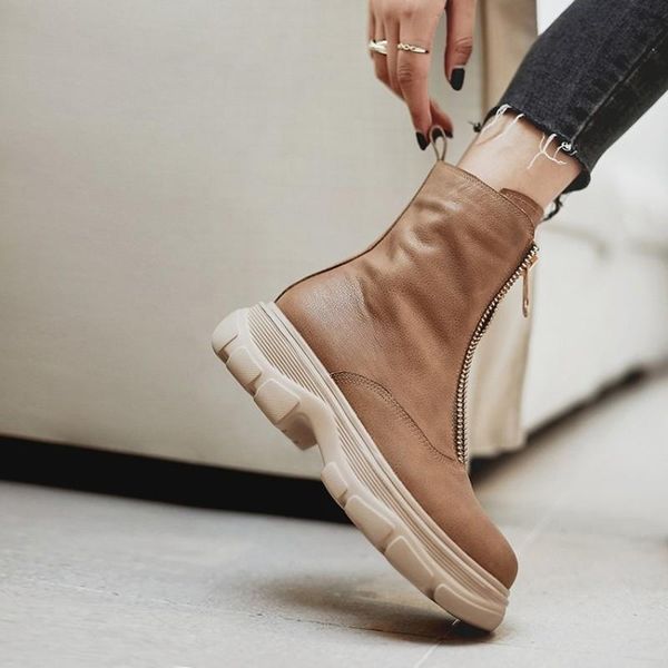 boots cowhide upper shoes women ankle autumn and winter ladies vintage front zipper short snow platform, Black
boots cowhide upper shoes women ankle autumn and winter ladies vintage front zipper short snow platform, Black