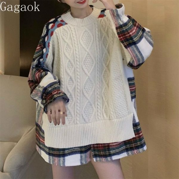 gagaok streetwear women patchwork knitted sweater spring autumn new o-neck plaid full loose casual harajuku wild pullover 201221, White;black
gagaok streetwear women patchwork knitted sweater spring autumn new o-neck plaid full loose casual harajuku wild pullover 201221, White;black