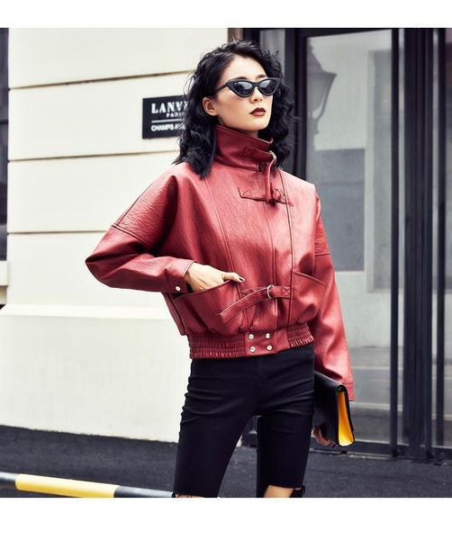miyu long-sleeved stitching fashion short faux-leather jacket female autumn solid slim motorcycles leather outwear women11, Black;brown
miyu long-sleeved stitching fashion short faux-leather jacket female autumn solid slim motorcycles leather outwear women11, Black;brown
