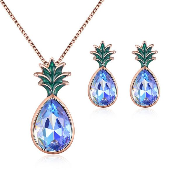 gu22 creative fashion pineapple necklace earring set fruit crystal set two piece bride wedding, Silver
gu22 creative fashion pineapple necklace earring set fruit crystal set two piece bride wedding, Silver