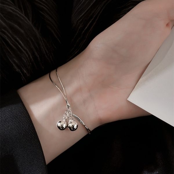 8qrmg s925 pure silver snake chain studentsbell bracelet double layer bracelet female minimalist personality chic junichiro bone friend, Golden;silver 
8qrmg s925 pure silver snake chain studentsbell bracelet double layer bracelet female minimalist personality chic junichiro bone friend, Golden;silver