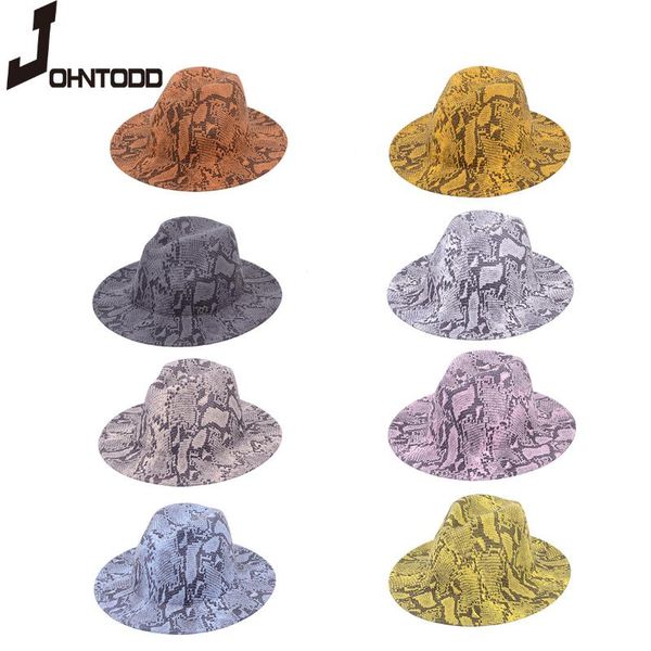 2020 new retro unique design snake pattern men's wide brim gray brown hat felt hat fedora ladies elegant panama, Blue;gray
2020 new retro unique design snake pattern men's wide brim gray brown hat felt hat fedora ladies elegant panama, Blue;gray