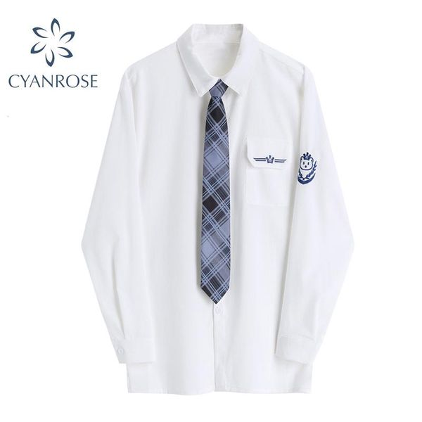 preppy style women shirt and tie turn-down collar vintage korean harajuku cute loose button up white blouse oversized
preppy style women shirt and tie turn-down collar vintage korean harajuku cute loose button up white blouse oversized