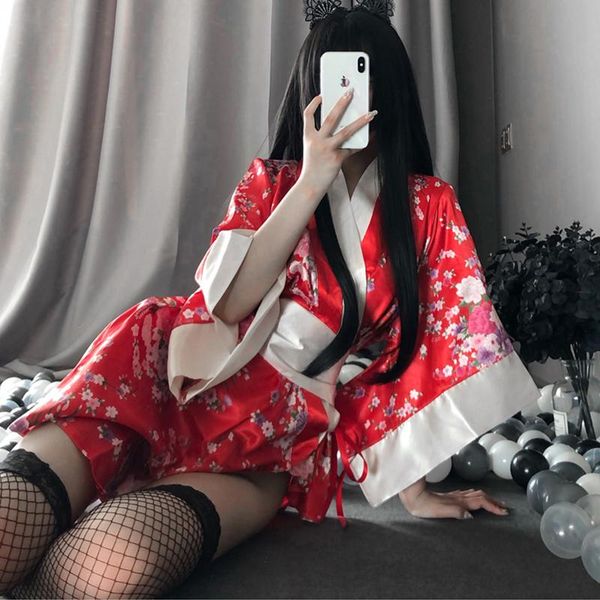 women's sleepwear women silk robes lovely japanese uniform robe floral bathrobe short kimono night fashion dressing gown, Black;red
women's sleepwear women silk robes lovely japanese uniform robe floral bathrobe short kimono night fashion dressing gown, Black;red