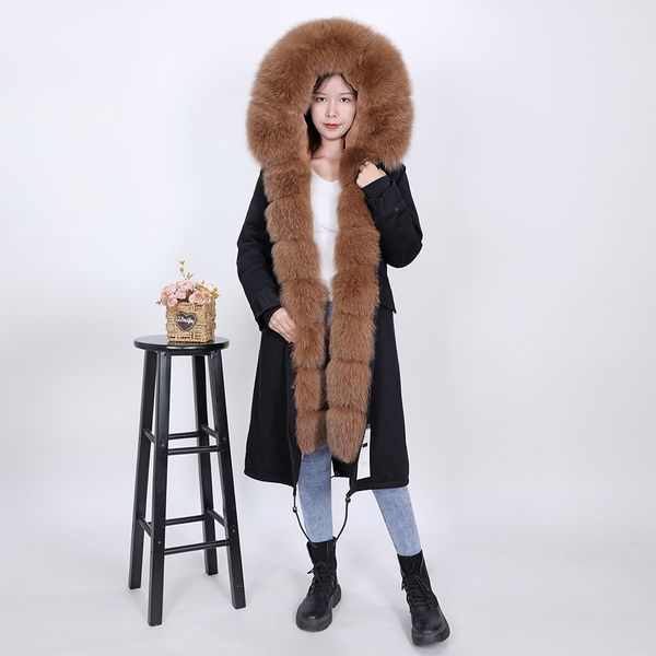 mmk2020 real new fashion fox fur collar winter women's detachable thicken long style overcome coat lj201203, Black 
mmk2020 real new fashion fox fur collar winter women's detachable thicken long style overcome coat lj201203, Black