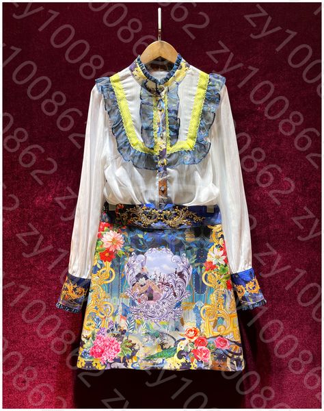 european and american women's clothing new 2021 spring long sleeve shirt nail bead vintage print skirt fashion pink suit, White
european and american women's clothing new 2021 spring long sleeve shirt nail bead vintage print skirt fashion pink suit, White