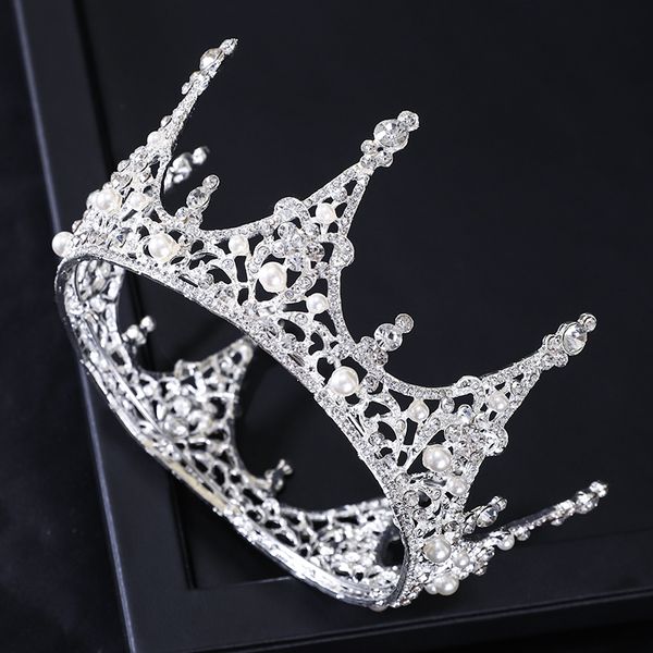 18-year-old wedding queen van baroque crown round circle high-end atmosphere bridal headdress, Silver
18-year-old wedding queen van baroque crown round circle high-end atmosphere bridal headdress, Silver