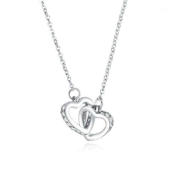 korean fashion sweet jewelry double heart love pendant female temperament clavicle chain necklace 3-kx7101, Silver
korean fashion sweet jewelry double heart love pendant female temperament clavicle chain necklace 3-kx7101, Silver