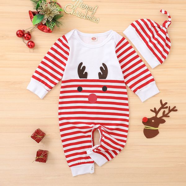 2020 new infant baby girls boy christmas cartoon deer striped romper jumpsuit+hat outfits deer striped romper, Blue
2020 new infant baby girls boy christmas cartoon deer striped romper jumpsuit+hat outfits deer striped romper, Blue
