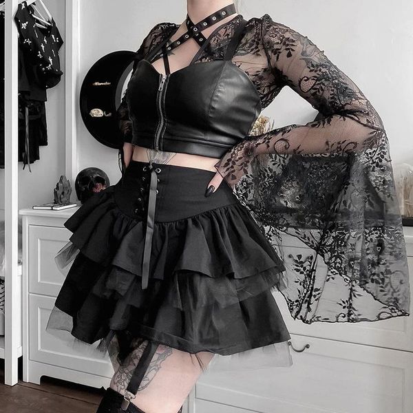 skirts 2021 women's short skirt street fashion solid color personality dark splicing lace up cake half, Black
skirts 2021 women's short skirt street fashion solid color personality dark splicing lace up cake half, Black