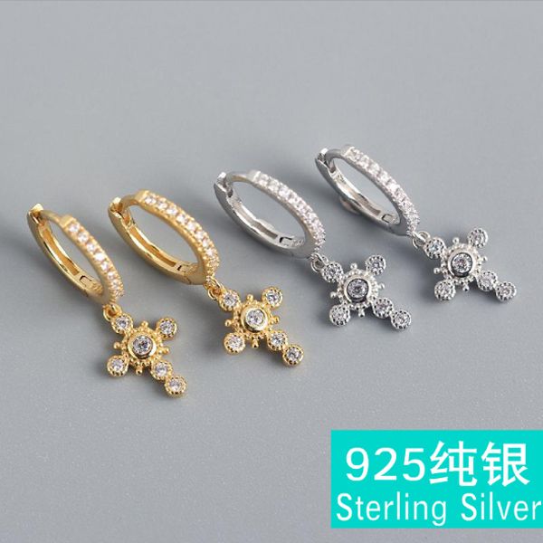 s925 sterling silver luxurious diamond flower design cross drop earrings huggies inlaid with crystal zircon, Golden;silver
s925 sterling silver luxurious diamond flower design cross drop earrings huggies inlaid with crystal zircon, Golden;silver