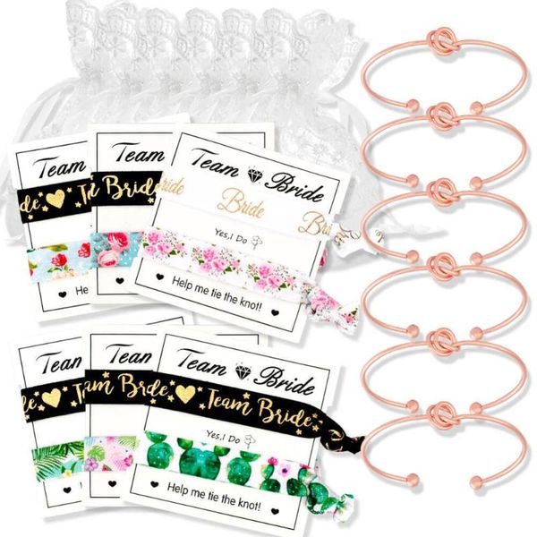 bridemaid love knot bracelets 6 set bride tribe hair tie and bracelets bridal shower cuff for girls women
bridemaid love knot bracelets 6 set bride tribe hair tie and bracelets bridal shower cuff for girls women