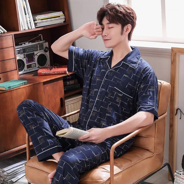 pajama man summer sleepwear casual plaid knitted cotton pajama sets for men short sleeve long pants homewear pyjama plus size1, Black;brown
pajama man summer sleepwear casual plaid knitted cotton pajama sets for men short sleeve long pants homewear pyjama plus size1, Black;brown