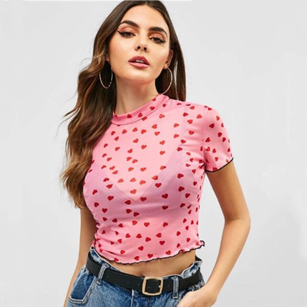 2019 summer short sleeve navel coat casual pink sweet mesh t-shirt heart print perspective t-shirt z2iqx, White
2019 summer short sleeve navel coat casual pink sweet mesh t-shirt heart print perspective t-shirt z2iqx, White
