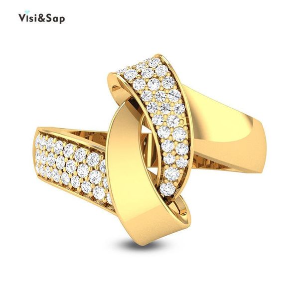 cluster rings visisap creative unique knot modelling for women yellow gold color zircon inlaid fashion jewelry factory b2355, Golden;silver
cluster rings visisap creative unique knot modelling for women yellow gold color zircon inlaid fashion jewelry factory b2355, Golden;silver