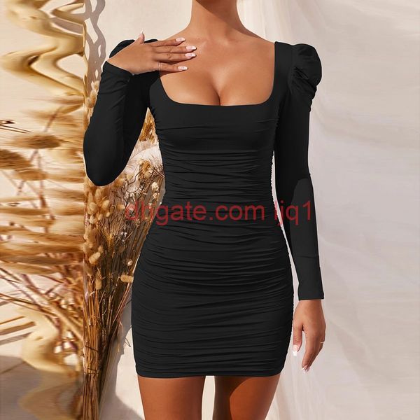 2020100928 square collar club bodycon party dress autumn basic puff sleeve, Black;pink
2020100928 square collar club bodycon party dress autumn basic puff sleeve, Black;pink