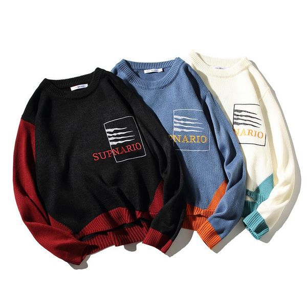 men's sweaters 2021 autumn and winter round neck long sleeve casual loose knit sweater, White;black
men's sweaters 2021 autumn and winter round neck long sleeve casual loose knit sweater, White;black