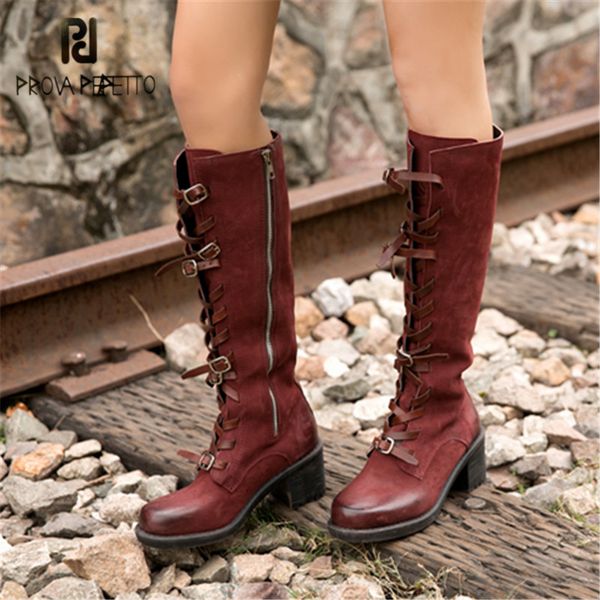 prova perfetto red women knee high boots handmade riding boot female autumn winter high heel boots straps platform rubber shoes, Black
prova perfetto red women knee high boots handmade riding boot female autumn winter high heel boots straps platform rubber shoes, Black