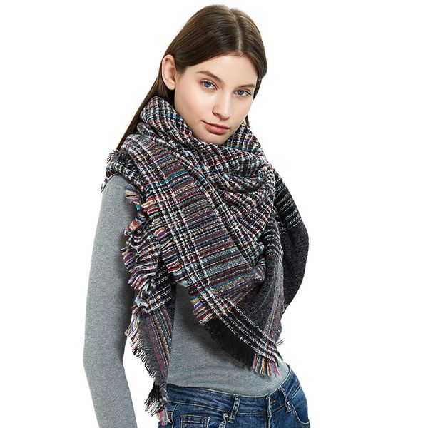 fashion scarf european and american autumn and winter new black barbed fine plaid square scarf square thickened fringe bib shawl fashion des, Blue;gray
fashion scarf european and american autumn and winter new black barbed fine plaid square scarf square thickened fringe bib shawl fashion des, Blue;gray