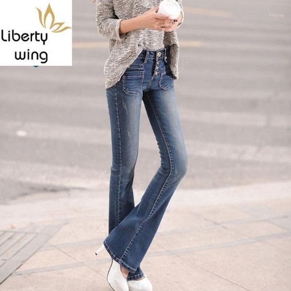 new spring single breasted high waist slim fit flare jeans korean fashion full length trousers quality denim pants1, Blue
new spring single breasted high waist slim fit flare jeans korean fashion full length trousers quality denim pants1, Blue