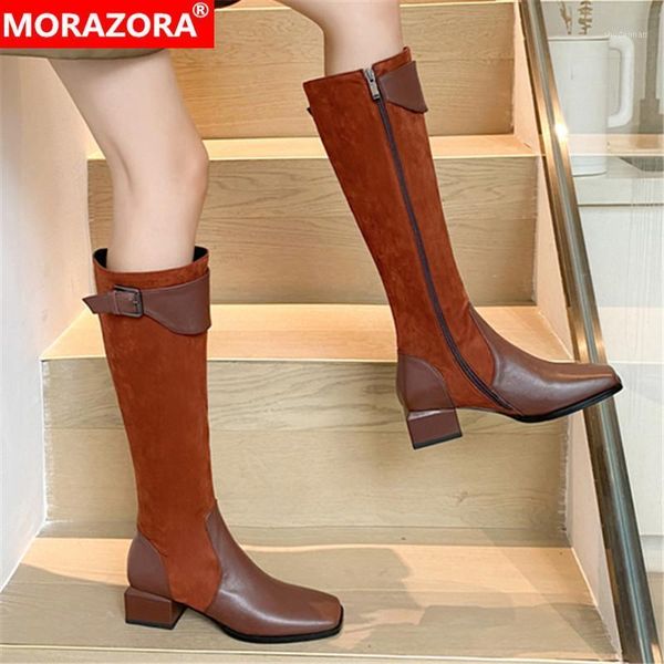 boots morazora 2021 genuine leather med heels square toe winter fashion buckle black brown color knee high women1
boots morazora 2021 genuine leather med heels square toe winter fashion buckle black brown color knee high women1