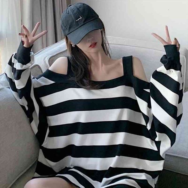 striped sweatshirt women harajuku gothic hoodie clothes cotton korean long sleeve off shoulder kawaii oversize kpop, Black
striped sweatshirt women harajuku gothic hoodie clothes cotton korean long sleeve off shoulder kawaii oversize kpop, Black